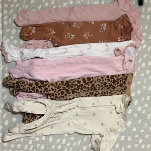 Cartier Kids Pajamas Footies in Pink, Brown, and Cream